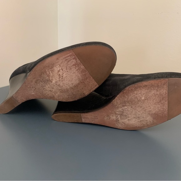 Lanvin Croc-Embossed Ballerina Wedge Pump - Black - Size 8.5 - Picture 4 of 6